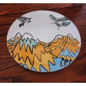 IKEA of Sweden 11" Dinner Plate Flying Fish Mountains Colorful Made in Poland